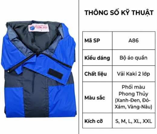 Bộ quần áo mưa 2 lớp Phong Thủy A86 3