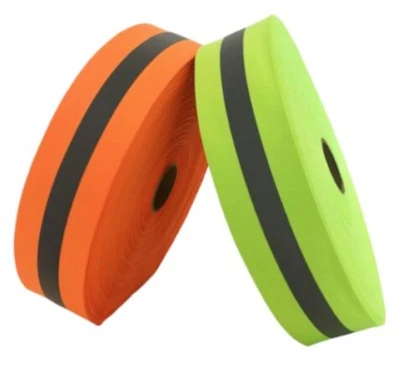 Dây phản quang vải - 2,5cm x 100m (Cam - Vàng xanh)